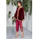 Dark Burgundy Amaryllis Velvet Jacket with Capri Pants