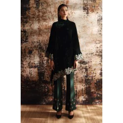 Dark Green Amaryllis Asymmetrical Shirt