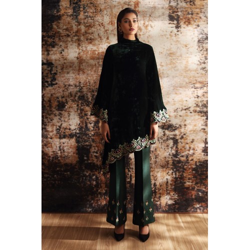 Dark Green Amaryllis Asymmetrical Shirt