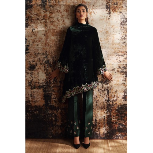 Dark Green Amaryllis Asymmetrical Shirt