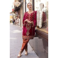 Harvest Wine Amaryllis Velvet Shalwar Kameez