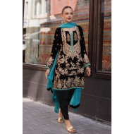 Black Amaryllis Velvet Kameez Shalwar