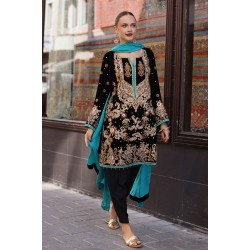 Black Amaryllis Velvet Kameez Shalwar