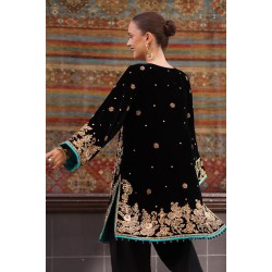 Black Amaryllis Velvet Kameez Shalwar