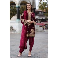 Mulberry Wood Amaryllis Velvet Kameez Shalwar