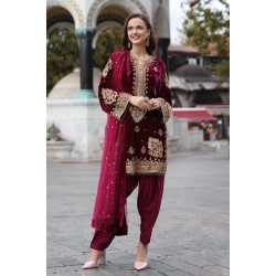 Mulberry Wood Amaryllis Velvet Kameez Shalwar