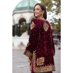 Mulberry Wood Amaryllis Velvet Kameez Shalwar