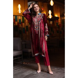 Pink Raspberry Amaryllis Velvet Shirt and Trousers