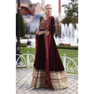 Yen Red Amaryllis Velvet Gown