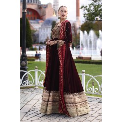 Yen Red Amaryllis Velvet Gown