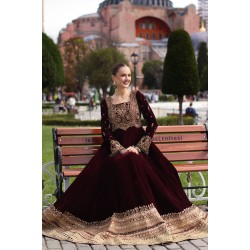 Yen Red Amaryllis Velvet Gown