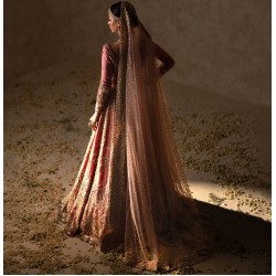 Deep Coral Salmon Pink Peony Lehenga Choli