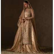 Tan Nude Peony Long Shirt and Sharara