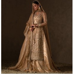 Tan Nude Peony Long Shirt and Sharara