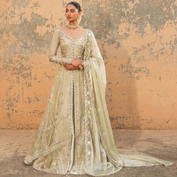 Yucca White Peony Bridal Gown with Lehenga