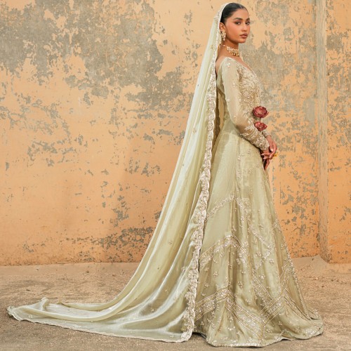 Yucca White Peony Bridal Gown with Lehenga