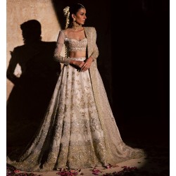 Vintage White Peony Lehenga Choli