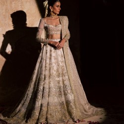 Vintage White Peony Lehenga Choli