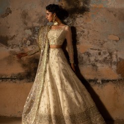 Glistening White Peony Lehenga Choli