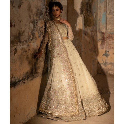 Glistening White Peony Lehenga Choli