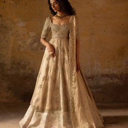 Half Spanish Peony Pishwas and Lehenga