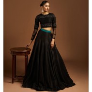 Rich Black Peony Choli Lehenga