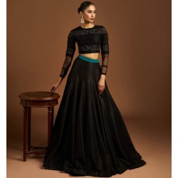 Rich Black Peony Choli Lehenga