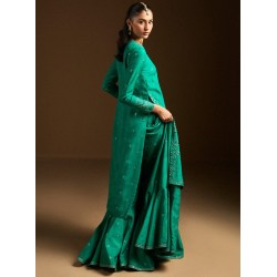 Bluegrass Green Peony Long Shirt with Gharara