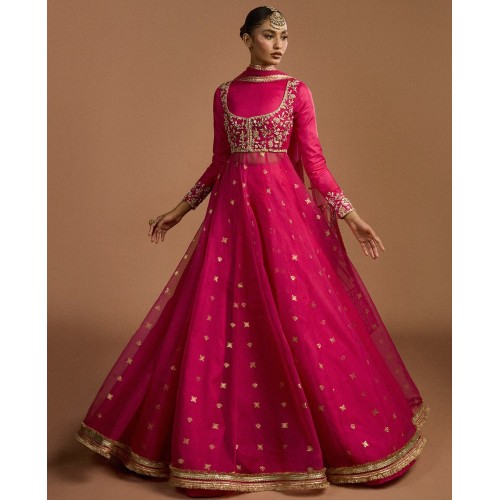 Dogwood Rose Peony Pishwas and Lehenga