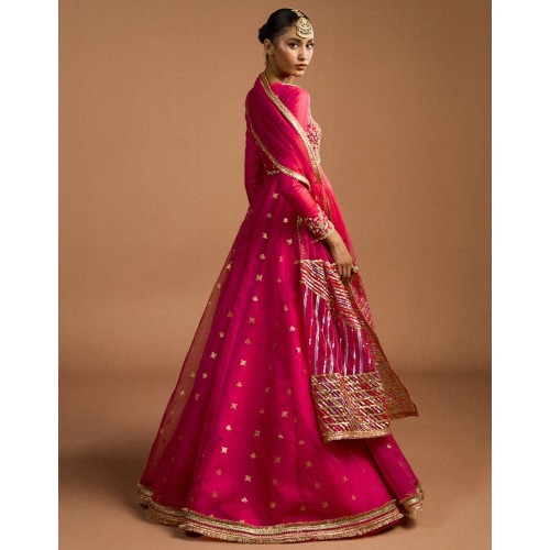 Dogwood Rose Peony Pishwas and Lehenga