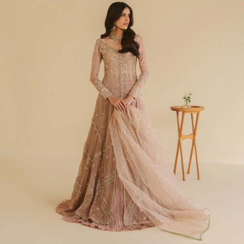Xanthi Peony Gown with Crushed Lehenga Xanthi Peony Gown with Crushed Lehenga