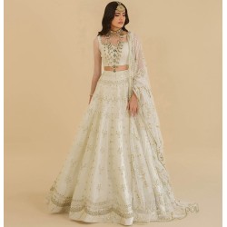Ecru White Peony Lehenga Choli