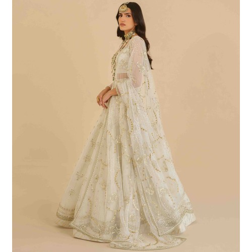 Ecru White Peony Lehenga Choli