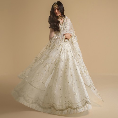 Ecru White Peony Lehenga Choli