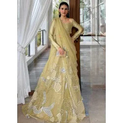 Pale Yellow Peony Lehenga Choli