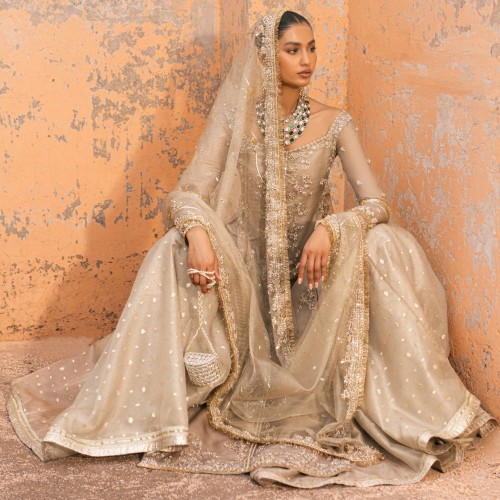 Sesame Peony Long Shirt with Gharara