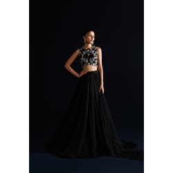 Vampire Black Peony Gathered Lehenga Choli