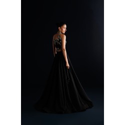 Vampire Black Peony Gathered Lehenga Choli Vampire Black Peony Gathered Lehenga Choli