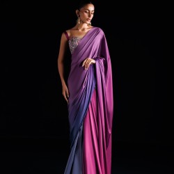 Multicolor Silk Ombre Peony Saree