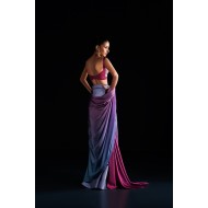 Multicolor Silk Ombre Peony Saree Multicolor Silk Ombre Peony Saree