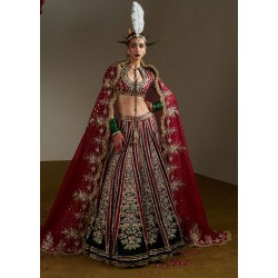 Japanese Maple and Dark Green Marsh Lehenga Choli