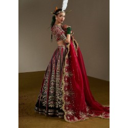 Japanese Maple and Dark Green Marsh Lehenga Choli