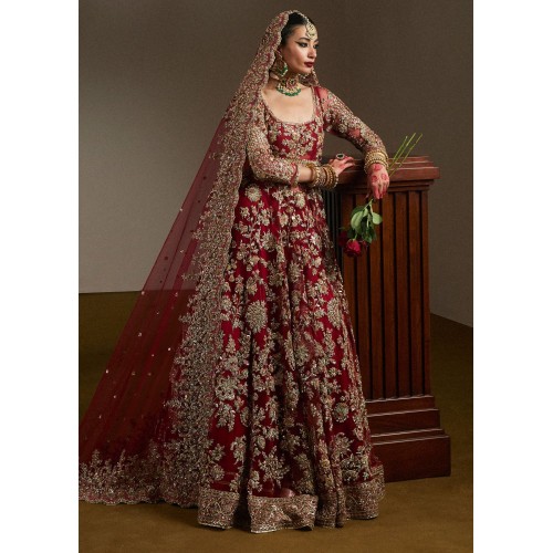 Merlot Red Marsh Pishwas and Lehenga