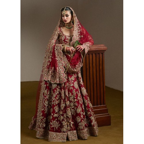Merlot Red Marsh Pishwas and Lehenga