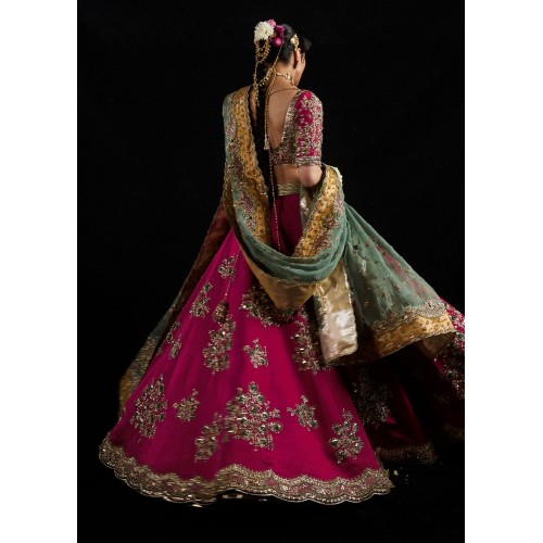 Burgundy Gold Marsh Lehenga Choli
