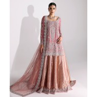Iris Pink Amaryllis Shirt with Melon Pink Lehenga