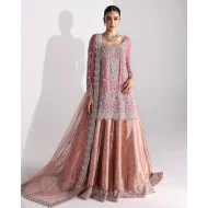 Iris Pink Amaryllis Shirt with Melon Pink Lehenga