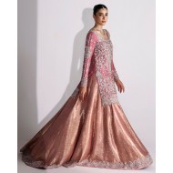 Iris Pink Amaryllis Shirt with Melon Pink Lehenga Iris Pink Amaryllis Shirt with Melon Pink Lehenga