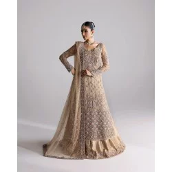 Champagne Amaryllis Long Shirt with Lehenga