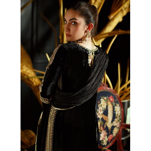 Black Flora Velvet Trousers Suit